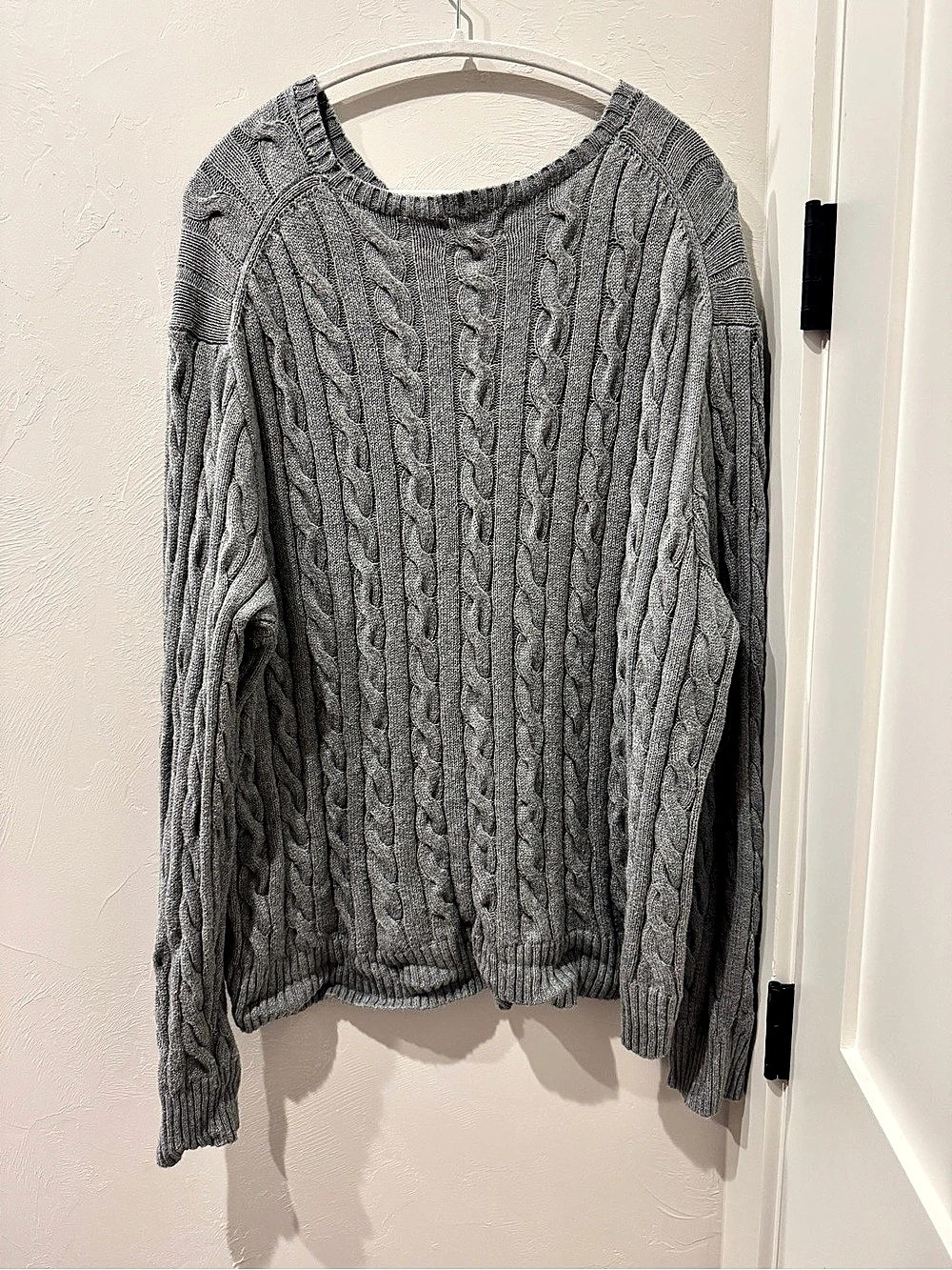 Polo Ralph Lauren Men's Big & Tall Cable-Knit Cotton Sweater Gray 2XB